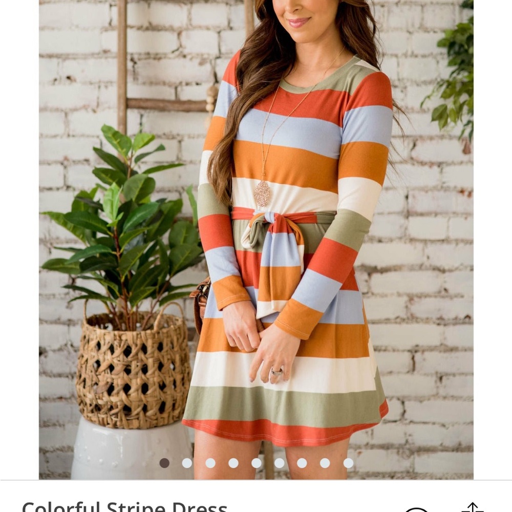 Vibrant Long Sleeve Striped Dress